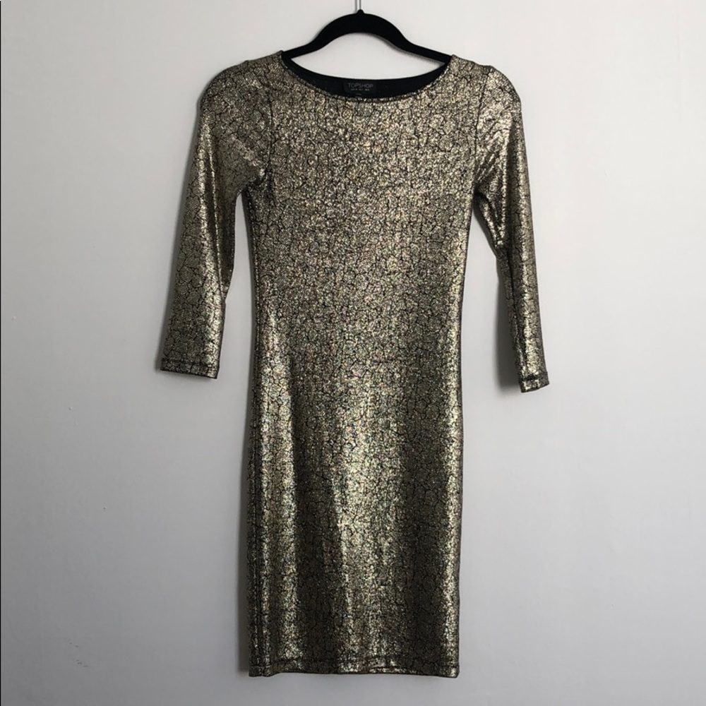TopShop Gold Crackle Dress